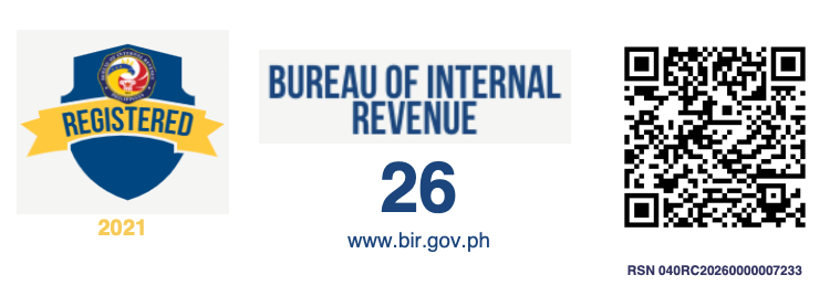 Registered with the Bureau of Internal Revenue, RSN 040RC20260000007233